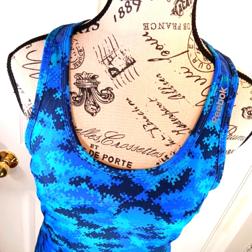 NWOT Reebok Women's Blue Black Racer Back Tank Top Activewear Size M - Picture 5 of 13